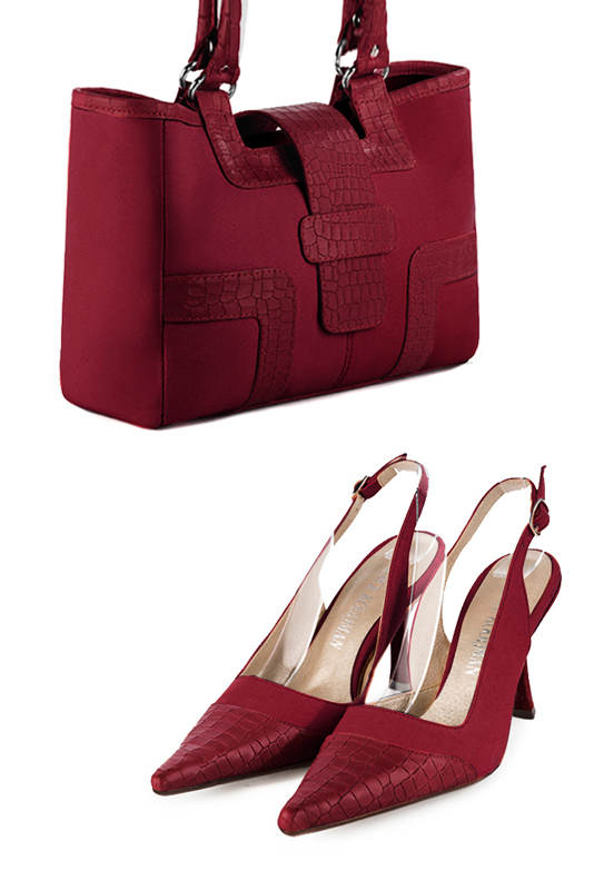 Dress handbag in burgundy red leather - Top view
